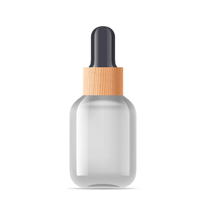 Sleek, Transparent Glass Cosmetic Bottle Equipped With A Precise Pipette Applicator, Ideal For Dispensing Serums Or Oils In Controlled, Hygienic Drops For Skincare Routines. Realistic 3d Vector Mockup