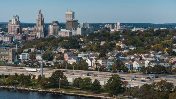 istock Providence River and remote Downtown view. Highway 195 / i-195 with traffic on it. 2128702465