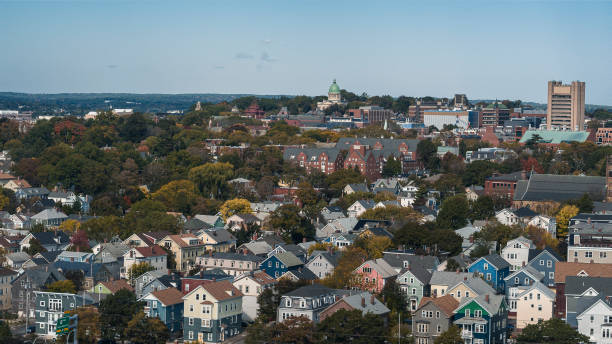 istock Colledge Hill, Providence, Rhode Island with the view of Sciences Library building in Brown University campus. 2128702467