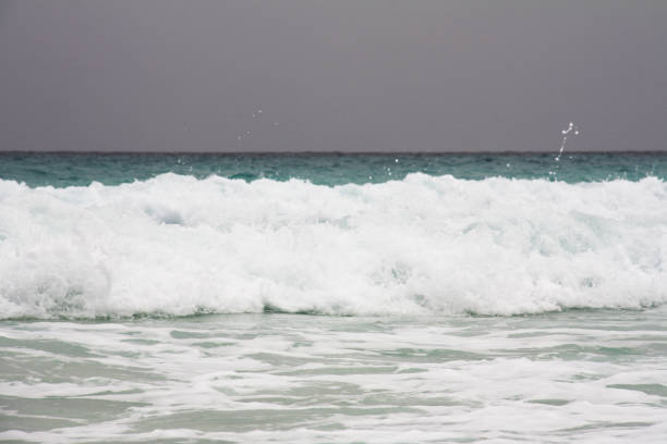 Seascape. Force of nature. Cloudy weather in the Atlantic Ocean. Cancun, Mexico.