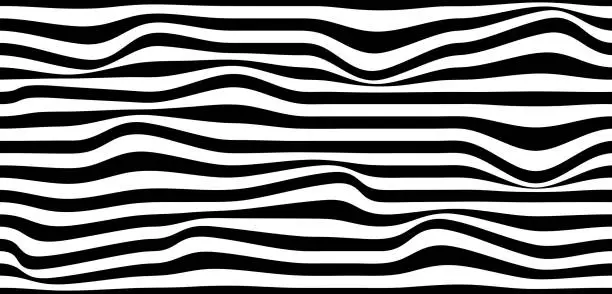 Vector illustration of black white wave lines seamless pattern