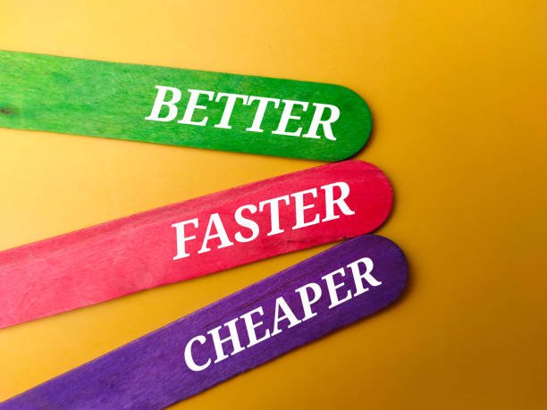 istock Colored ice cream stick with the word BETTER FASTER CHEAPER 2128774592