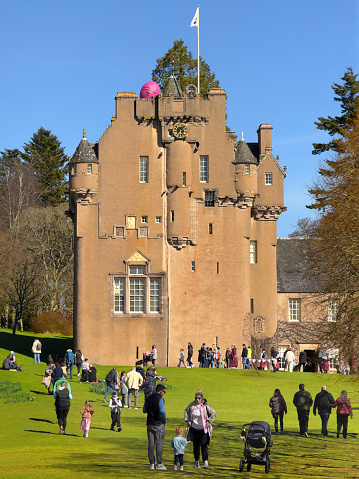 Aberdeenshire, Scotland, UK, March 31st 2024, Crathes Castle family day out on Easter Sunday