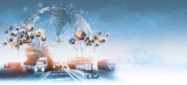 istock Global supply chain management, vessel shipping, transportation logistics optimization, distribution network Logistics import export background and transport industry 2128793994