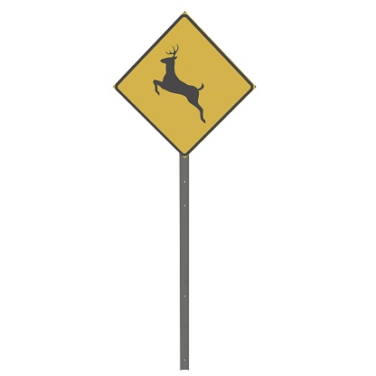 Deer Traffic Sign isolated on white background. High quality 3d illustration