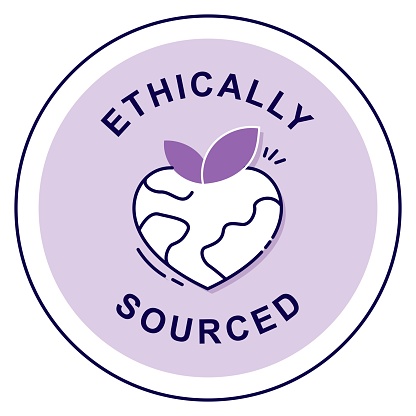 Ethically Sourced. Vector Badge Icon.