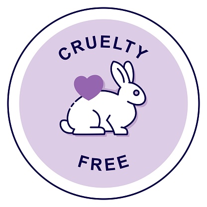Compassionate Care: Cruelty-Free. Vector Badge Icon.