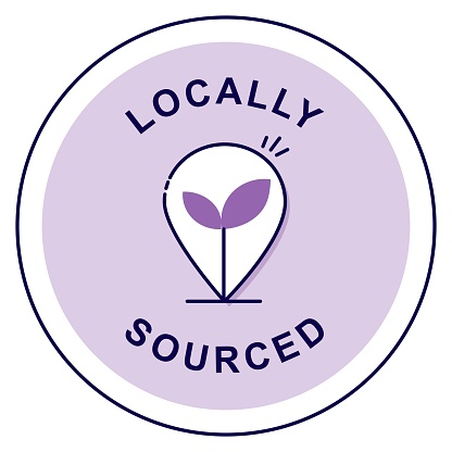 Community Connection: Locally Sourced. Vector Badge Icon.