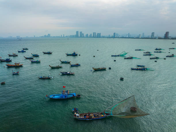 istock Shrimps catching boats on Da Nang sea 2128902706