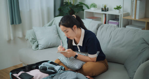 istock The young woman was checking her baggage again. 2128928643