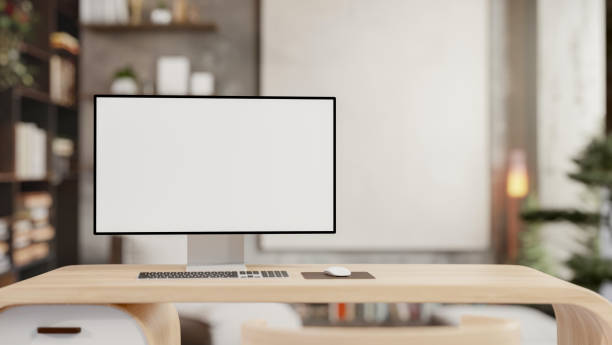 istock A white-screen computer mockup on a modern wooden desk in a contemporary office. 2128936807