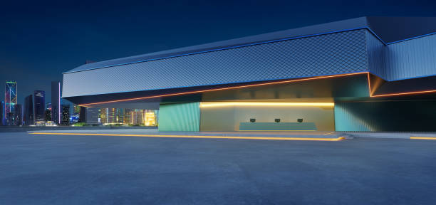 istock 3D Modern architecture at twilight: urban building exterior 2128962524