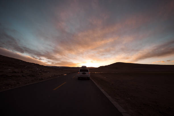 istock Car road trip in tibet, China 2129001434