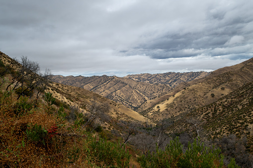 view from the Blue Ridge trail at the Stebbins Cold Canyon in California, featuring rolling hills and peaks