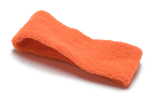 Orange Fabric Sweatband Cut Out on White.