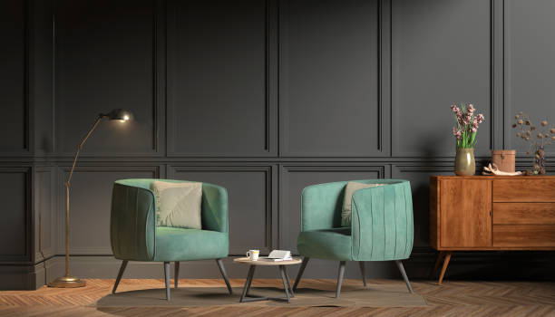 istock 3d rendering of victorian living room with two chairs - classic style 2129166725