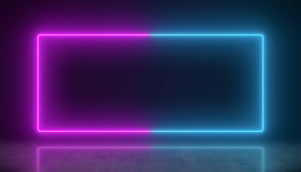 istock Illustation of glowing neon rectangle in blue and magenta 2129168822