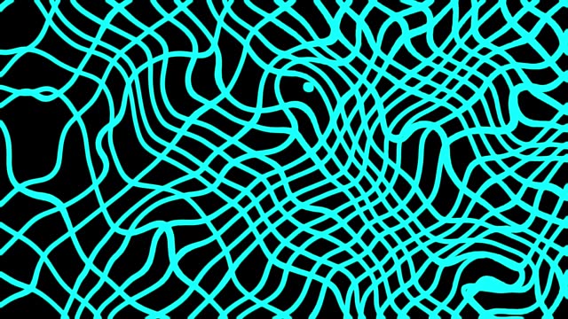 Wave and ripple pattern in turquoise on black