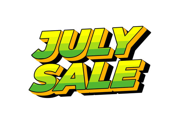 illustrazioni stock, clip art, cartoni animati e icone di tendenza di july sale. text effect in 3 dimension style and eye catching colors - fourth dimension immagine