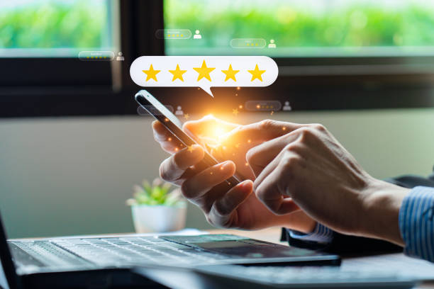 istock Customer review satisfaction feedback survey concept. Business people rate service experience and product quality or staff friendliness and overall value for the price. information, amend, improve 2129206757