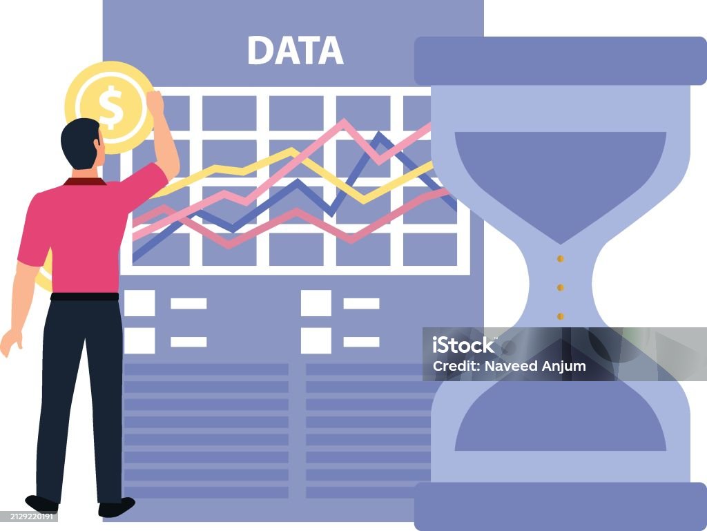 At Data The Guy Is Looking At Data Analytics Stock Illustration - Download ...