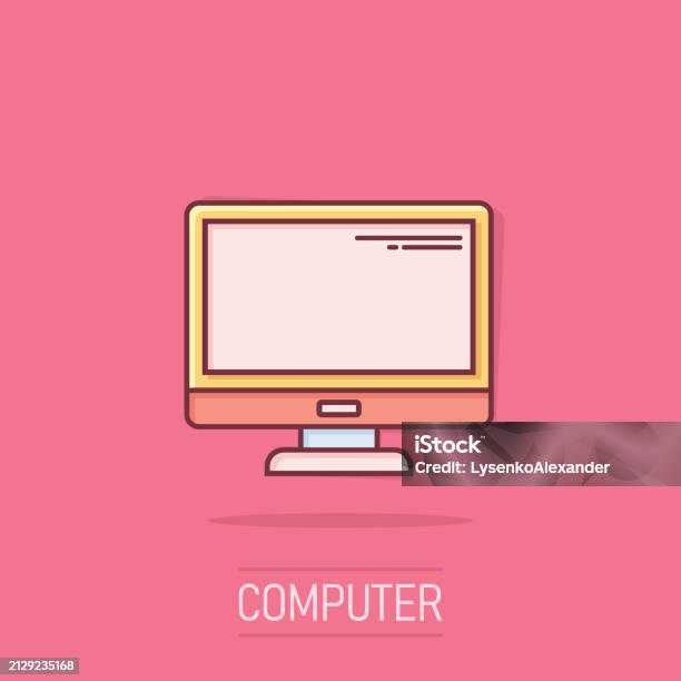 Bild Comic Computer Ilustración de Personal Computer In Comic Style Desktop Pc Cartoon ...