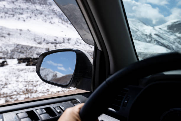 istock Driving car on the landslide road, China 2129239027