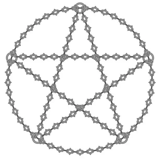 Vector illustration of Pentagram of cutting chains