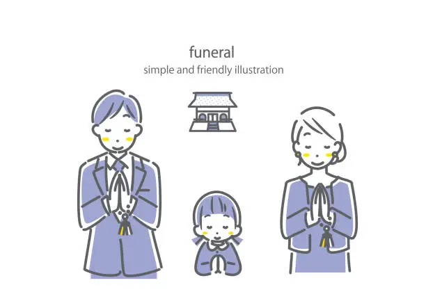Vector illustration of Japanese funeral