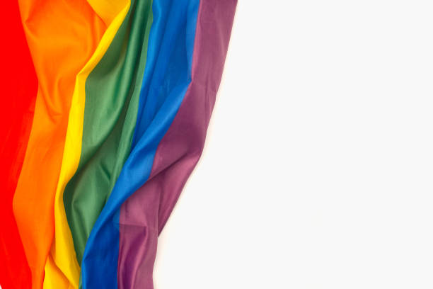 istock Rainbow flag isolated on white background with copy space for text. 2129325641