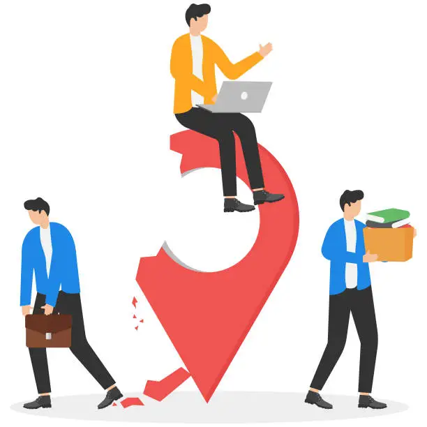 Vector illustration of Business downsizing during times of market volatility or poor financial performance concept. Entrepreneurs keep productive employees while reluctantly lay off some employees from a poor economy.