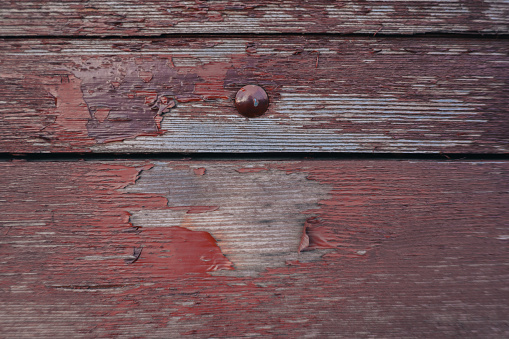 Weathered wooden fence with peeling paint