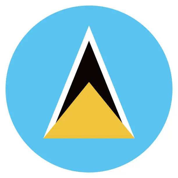 Vector illustration of Saint Lucia flag. Button flag icon. Standard color. Round button icon. The circle icon. Computer illustration. Digital illustration. Vector illustration.