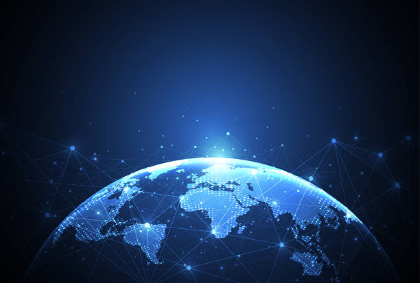 istock Global network connection. World map point and line composition concept of global business. Vector Illustration 2129449096