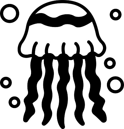 Jelly fish glyph and line vector illustration
