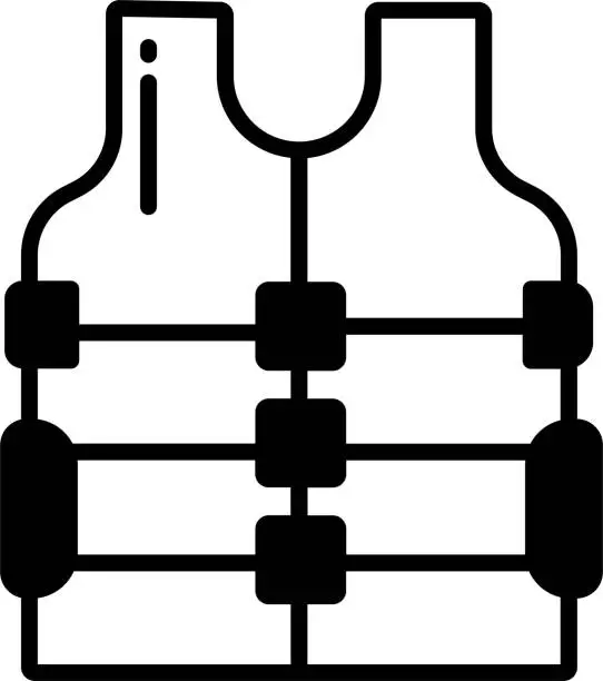 Vector illustration of Life vest glyph and line vector illustration