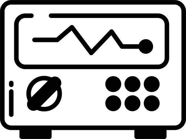 Vector illustration of Oscilloscope glyph and line vector illustration