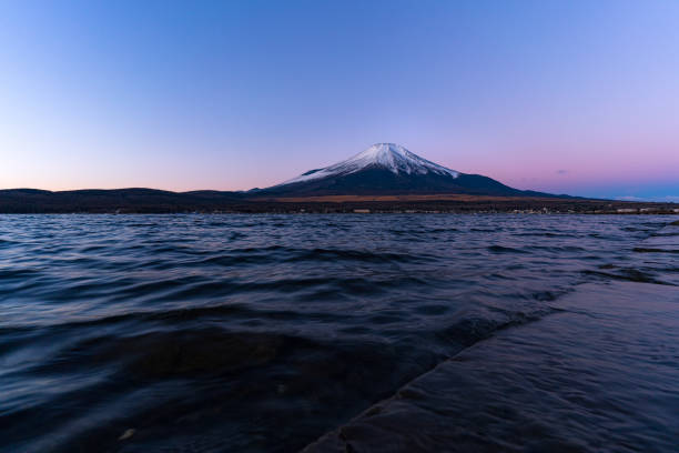 Mount Fuji at Yamanakako lake taken during sunrise.