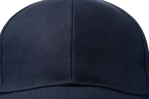 Photo of Navy Blue Baseball Cap on a White Background With Clear Lighting