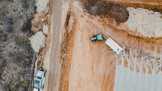 Road Construction Equipment Aerial View