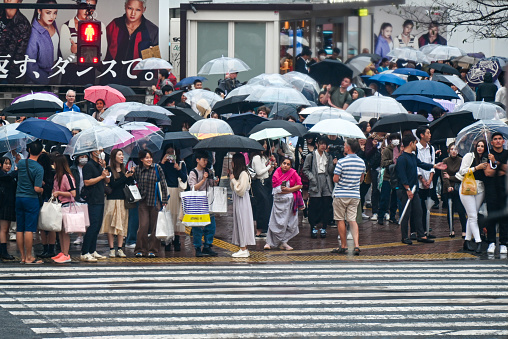 Tokyo Shibuya Crossing: 
Often referred to as the worlds busiest crosswalk, thousands of pedestrians scramble across it daily