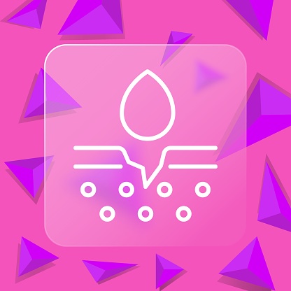Skin hydration line icon. Cosmetics, makeup, mascara, lipstick, mirror, care, perfume. Glassmorphism style. Vector line icon for business and advertising