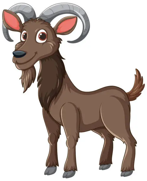 Vector illustration of Vector illustration of a happy brown goat.