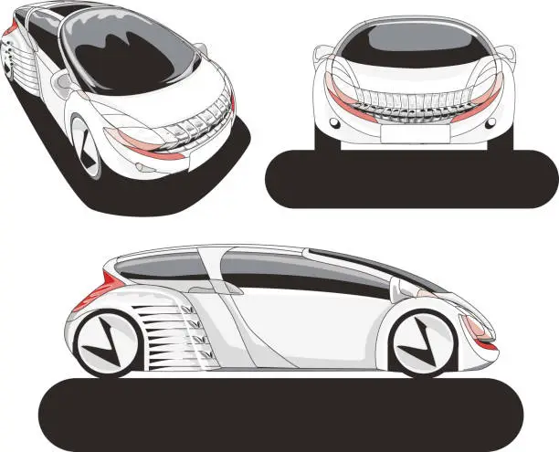 Vector illustration of original design automobile from various angles