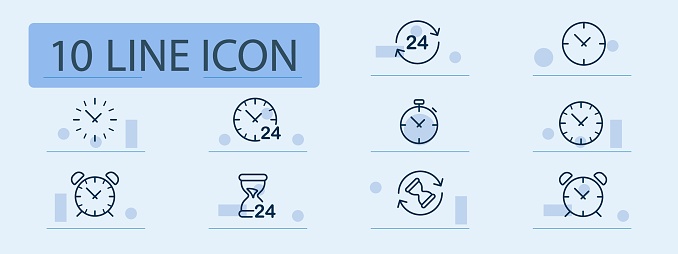 Alarm clock line icon. Wake-up call, morning routine, time management, bedside essential. Pastel color background. Vector line icon for business and advertising