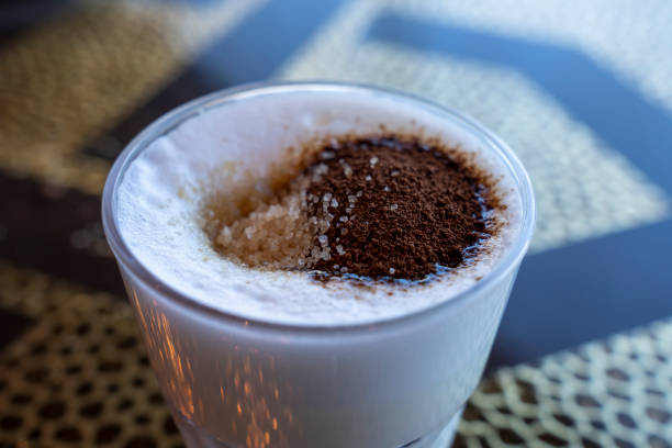 Cappuccino coffee with brown sugar on top