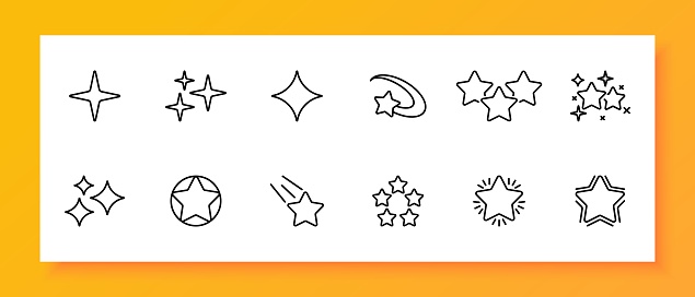 Feedback icon set. Rating, stars, review, comment, popularity, top. Black icon on a white background. Vector line icon for business and advertising