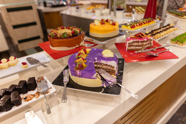 istock Sweet cakes on display in a restaurant 2129511071