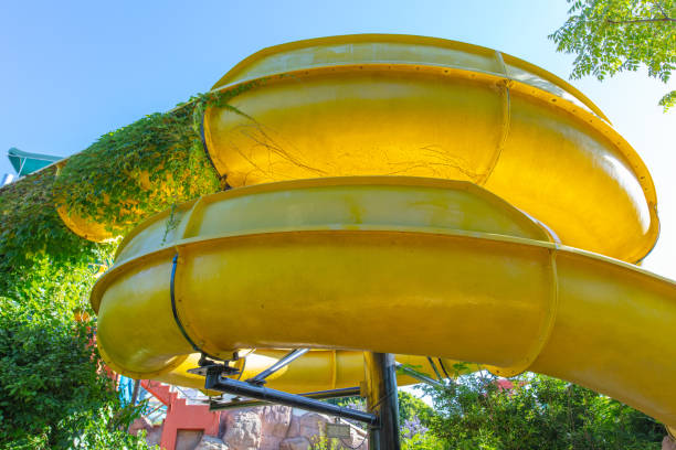Water slides in the water park.