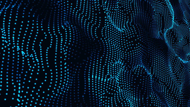 istock Abstract wave of many points. Futuristic background illustration. Dust particles. 3d rendering 2129522097